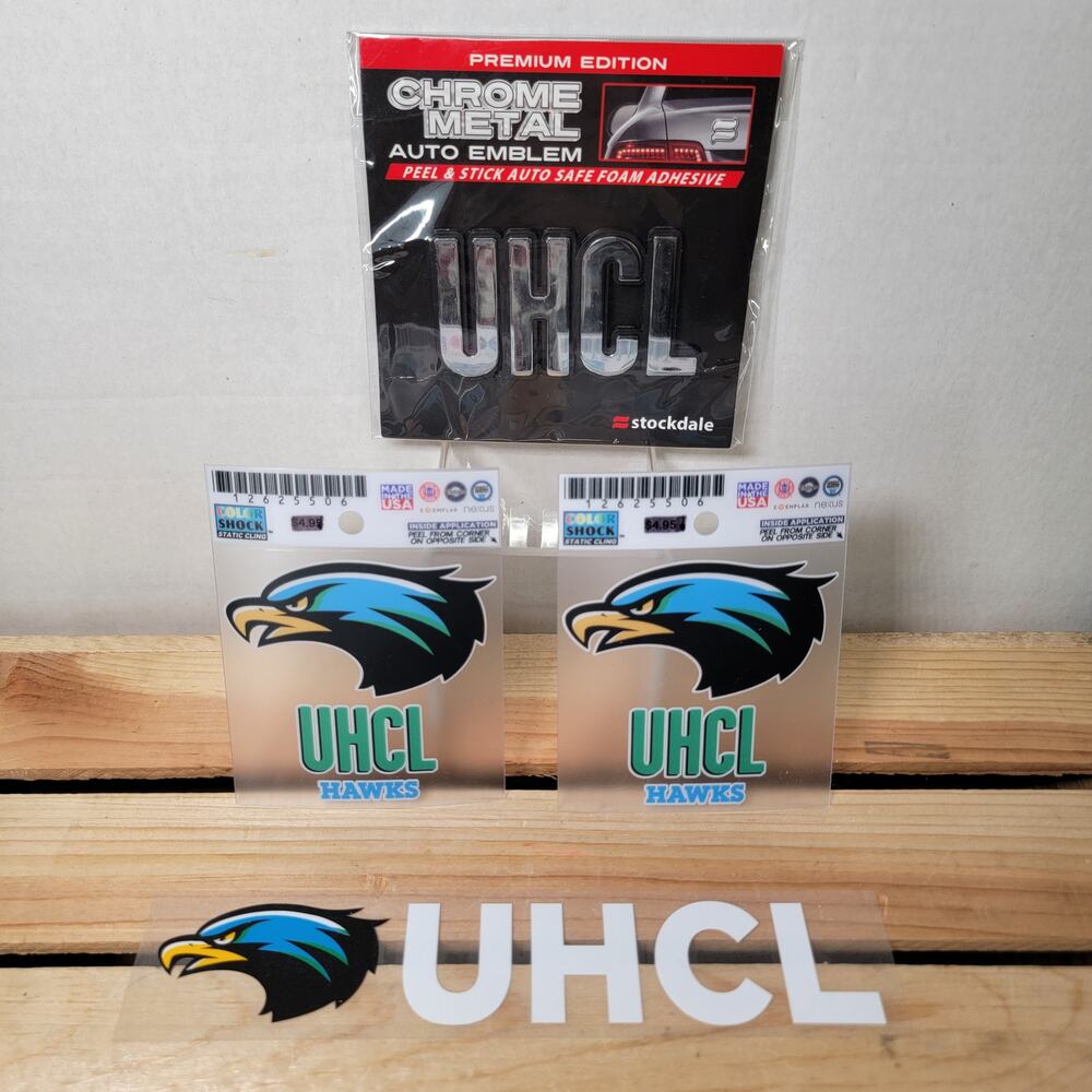 Set of 3 UHCL Decals + 1 Chrome Metal Auto Emblem - NEW / SEALED